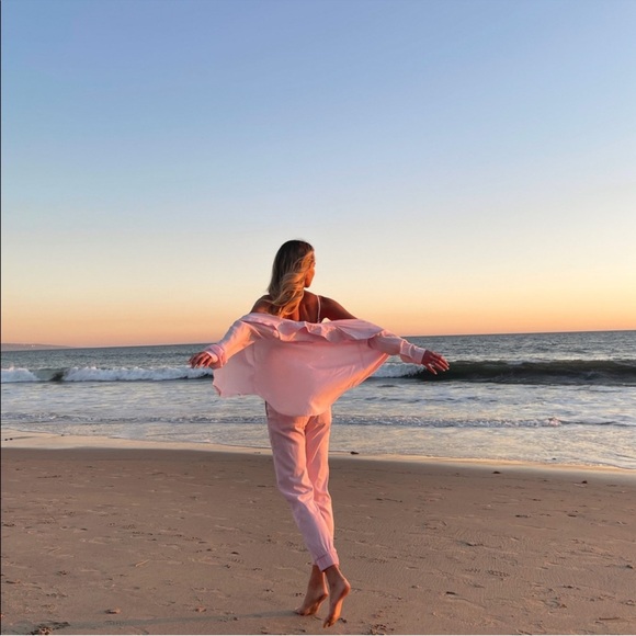 NWT Pocket Cargo Joggers Rose Petal Pink Small $168 sold out color @ Bella Dahl - Picture 3 of 15